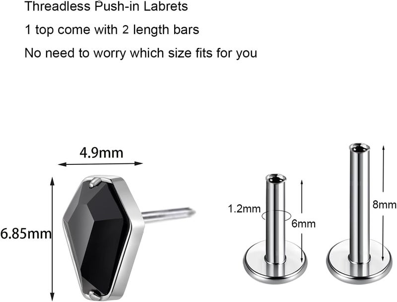 TOMIDES G23 Titanium Flat Back Earrings Studs 18g 16g F136 Implant Grade Titanium Labrets Press Fit Threadless Push In Dainty Cartilage Helix Conch Lobe Lip Tragus Piercing Jewelry - Image 2